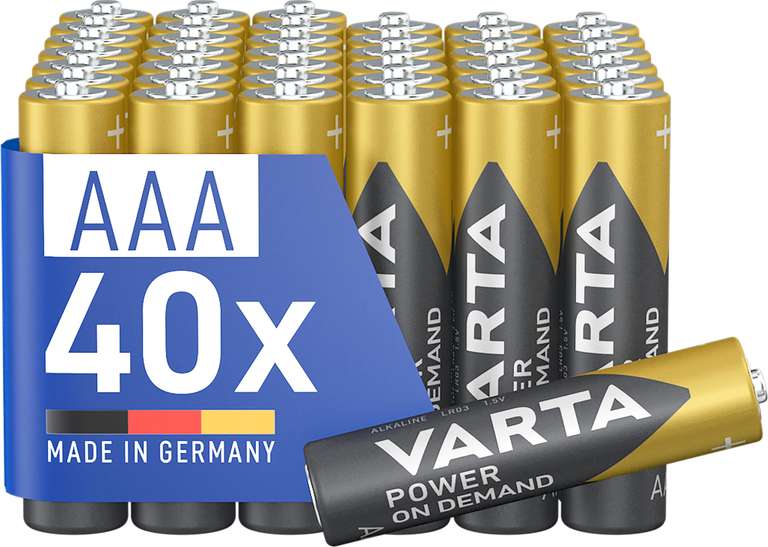 VARTA Power on demand AAA batteries pack of 40
