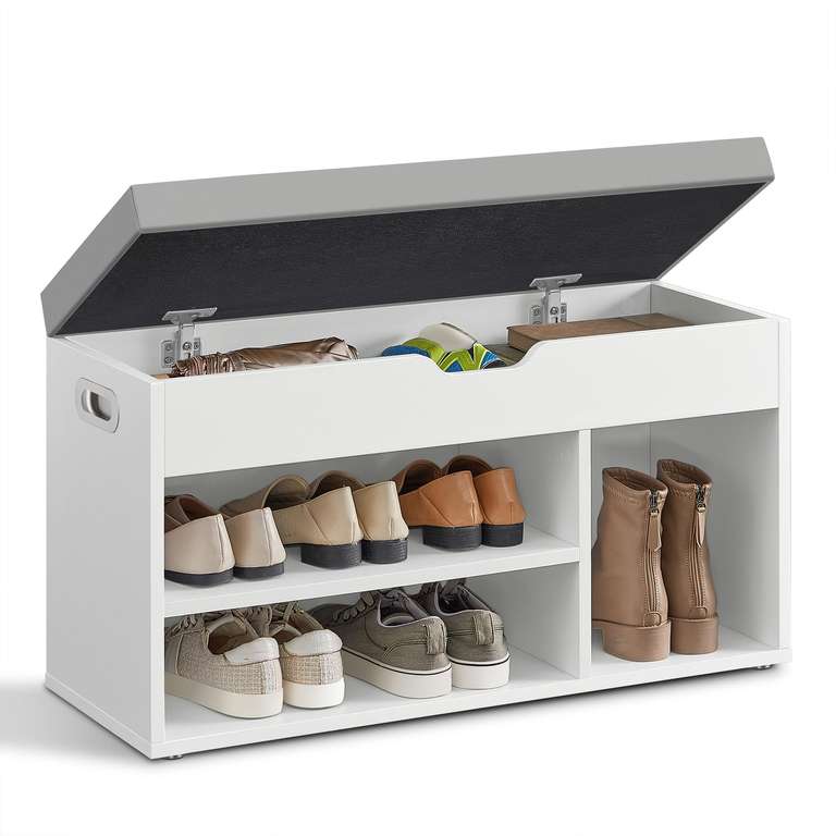 VASAGLE Shoe Bench with Cushion, Cloud White