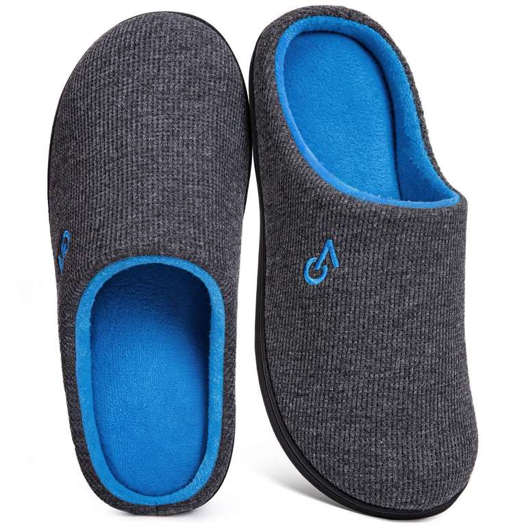 VeraCosy Men's Two-Tone Memory Foam Slippers, Sizes 8/9 & 10/11, Blue - Sold By VeraCosy Direct FBA