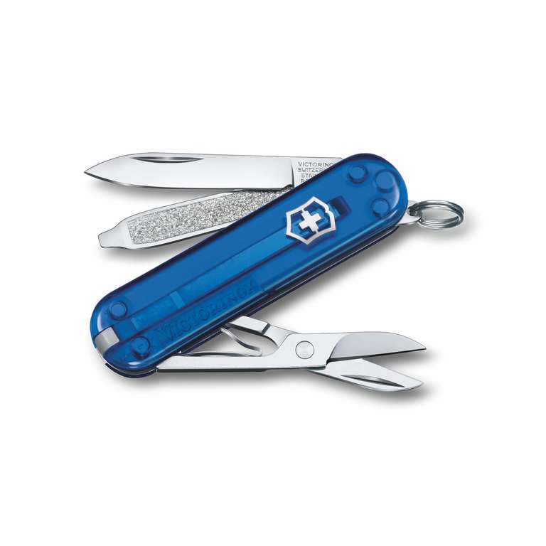Victorinox Classic Alox Swiss Army Knife, Camping Knife, Small, Multi Tool, 5 Functions, Scissors, Nail File, Silver
