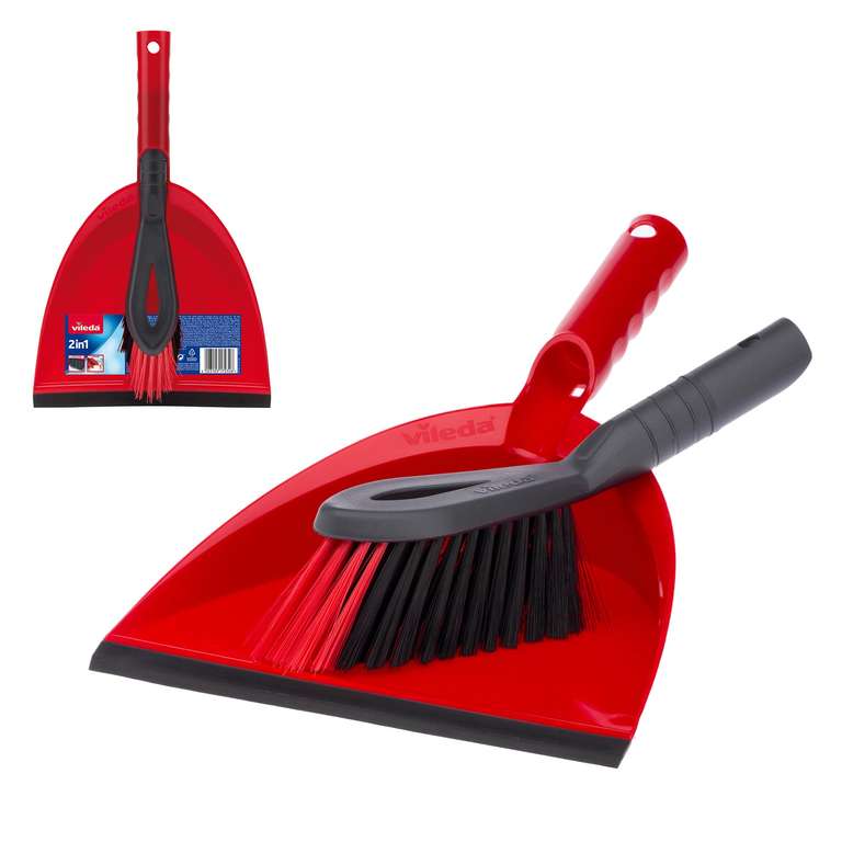 Vileda Dust Pan & Brush Set - 2in1 Brush and…