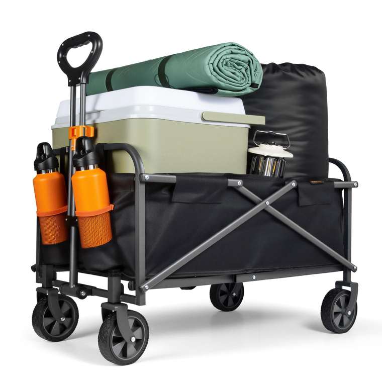 VonHaus Festival Cart on Wheels - Foldable Portable 70L Camping Trolley with 100Kg Weight Capacity - Sold & Shipped by VonHaus UK