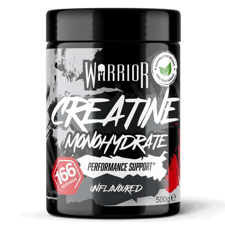 Warrior Creatine Monohydrate Powder 500g (166 Servings) – Pure Micronised Creatine Powder – Unflavoured