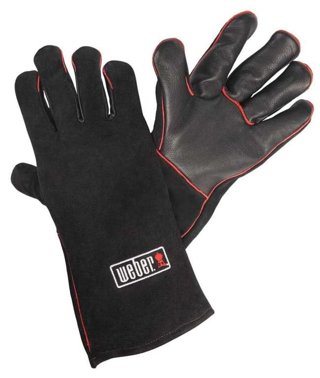 Weber 17896 Leather BBQ Glove, Black, 2 Count (Pack of 1)