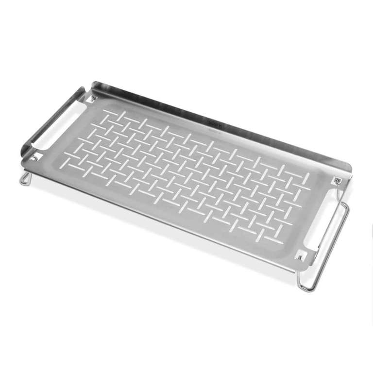 Weber 6784 Warming Rack (42 x 20cm), for Plancha/Flat Top Grill Plates, Made of Stainless Steel, Foldable Legs, Dishwasher Safe
