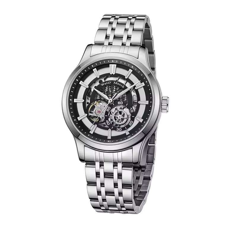 welly merck 095M-WM Automatic Skeleton Watch ( Miyota 8205 ) @ WM Watch Discount Store