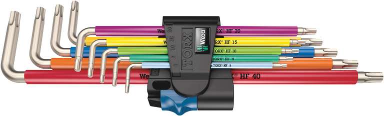 Wera 3967/9 TX SXL Multicolour Holding Function Stainless Torx L-Key Set, TX8-TX40, 9PC
