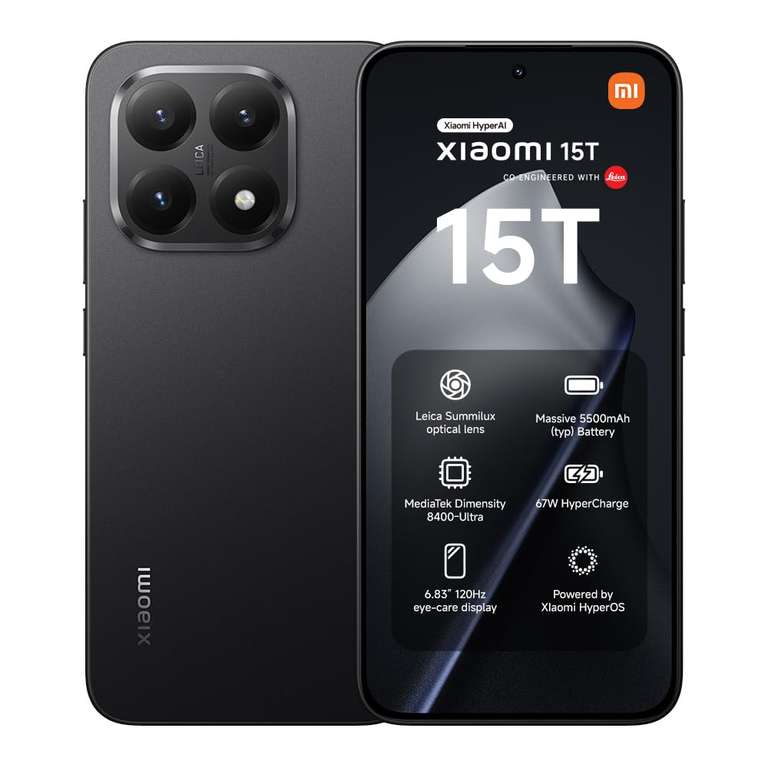 XIAOMI 15T Smartphone 12GB+256GB, 6.83" 120Hz Eye-care Amoled Display, 50MP Leica sold by Amazon EU
