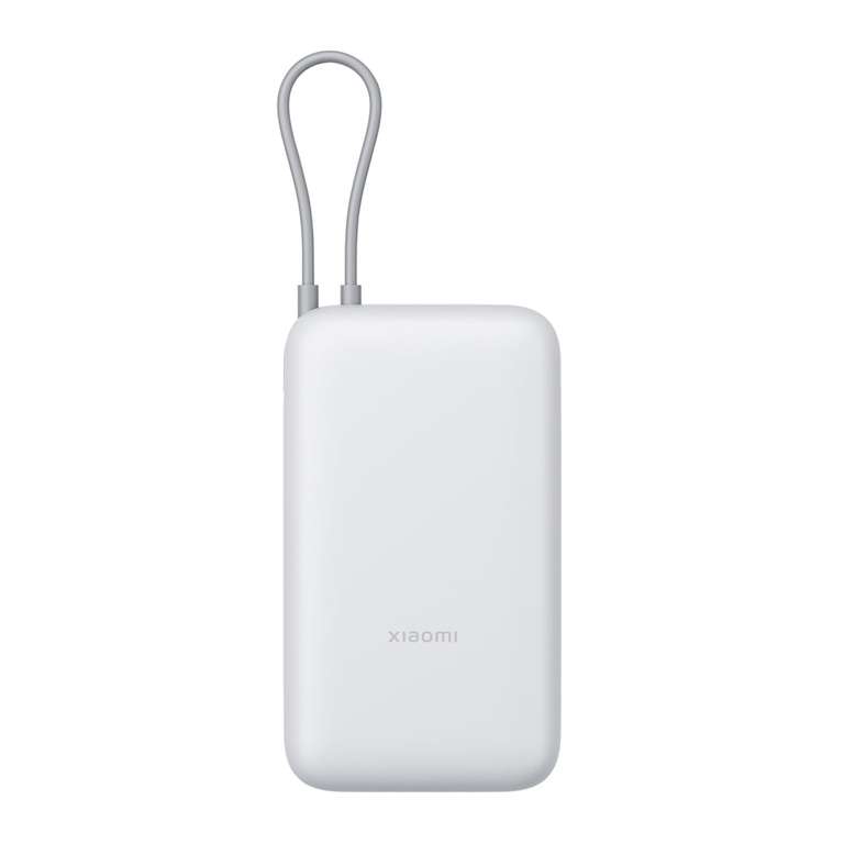 Xiaomi 22.5W Power Bank 20000mAh, Built-in Cable, Fast Charging, Light Grey