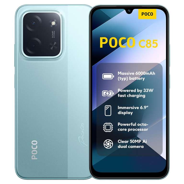 Xiaomi POCO C85 4G 6GB 128GB Global Version 6.9“ 120Hz Dot Drop Display MediaTek Helio G81-Ultra With Code Sold BY Xiaomi Tech (UK Del.)