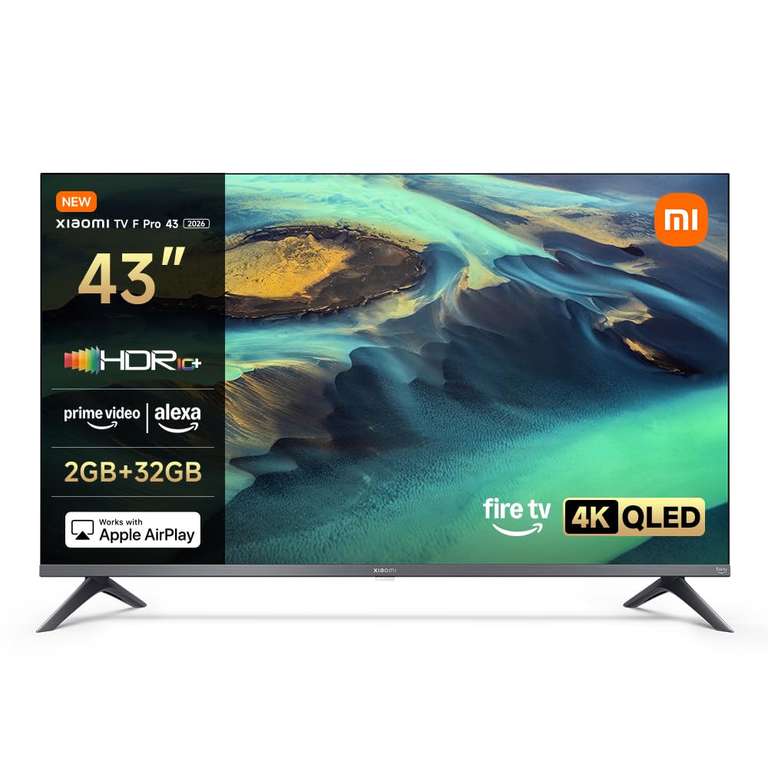 XIAOMI TV F Pro 43, 43 Inch (101 cm), 4K UHD QLED, Smart TV, Fire TV, HDR10+, MEMC, Alexa Voice Control, 2GB+32GB