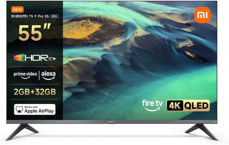 XIAOMI TV F Pro 55 - 4K 55 Inch QLED, Smart TV, Fire TV, HDR10+, 60Hz with 120Hz Game Boost Mode