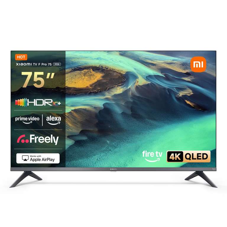 XIAOMI TV F Pro 75, 75 Inches (190 cm), 4K UHD QLED, Smart TV, Fire TV, HDR10+,60Hz with 120Hz Game Boost