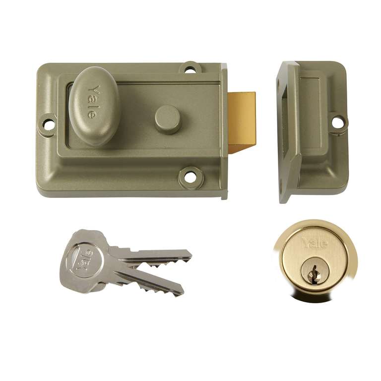 Yale Traditional Nightlatch - 60mm - Electro Nickel Brass Finish - Standard Security