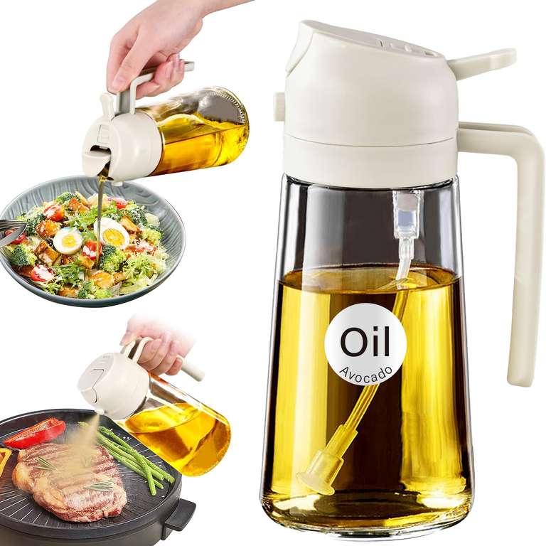 YARRAMATE 16oz/470ml Oil Sprayer for Cooking with Stickers, 2 in 1 Olive Oil Dispenser Bottle, Creamy White - Sold by YARRAMATE / FBA