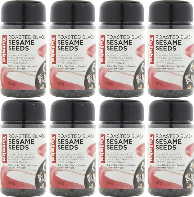 Yutaka Roasted Black Sesame Seeds 100g (Pack of 8) - S&S £1.78
