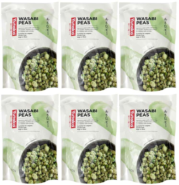 Yutaka Wasabi Peas 100g (Pack of 6) | Crunchy Japanese Snack | High-Protein Healthy Snack