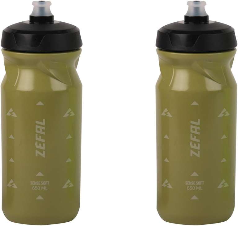ZEFAL Sense Soft 65 Water Bottle, 650ml, Olive Green, x2 Bottles (Black £8.63)